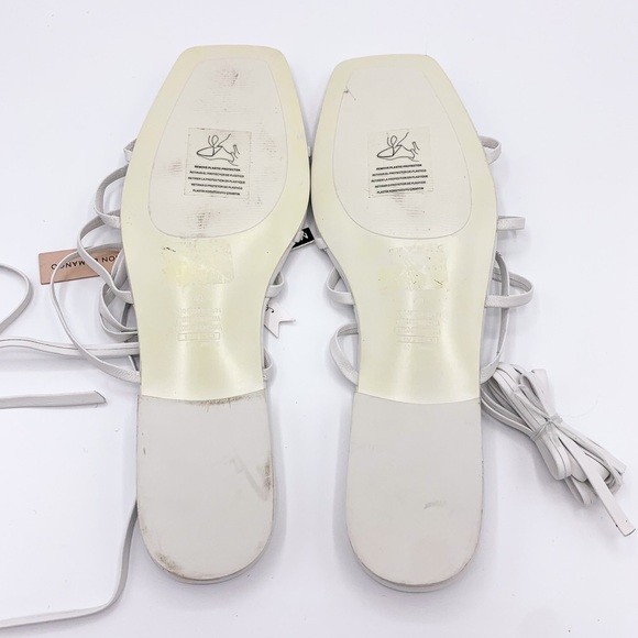 Mango White Square Toe Lace Up Sandals - Picture 3 of 6